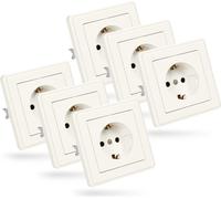 ABSINA Prise de courant de sécurité pour encastrement - 6x prise murale blanche 250V AC, 16A, IP20 - Prise Schuko encastrée