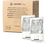 Absorbeur d'humidité recharge - 2 x 600 g - Granulés de chlorure de calcium - Sans électricité - Pour 15 m²