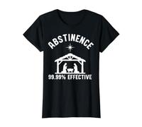 Abstinence 99.99 Percent Effective Nativity Christmas Joke T-Shirt Graphique avec Valeur, Femme, Noir, M