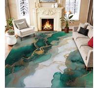 Abstrait Fluide Marbre Texture Imprimé Décoration Tapis | 60 x 90 cm, Lavable Antidérapant Poil Court Tapis, Luxe Moderne Style, Doux et Moelleux Vert Pour Chambre