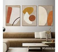 Abstrait Géométrie Murale Art Beige Orange Jaune Affiche Imprimer Couleur Bloc Toile tableau Peinture Boho Tableaux Moderne Decoration de La Maison 40x60cmx3 Sans Cadre
