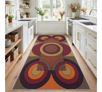 Abstrait Géométrique Moderne Tapis Couloir Lavable en Machine 60x300cm | Rectangle Circulaire Tapis de Cuisine et Entrée Antidérapant, Poil Ras Doux, Grand Tapis Intérieur pour Chambre, Bureau