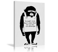 Abstrait Laugh Now But One Day we ll be in charge Banksy Graffiti Street Art Toile Peinture Affiches Imprime Pop Art pour Salon Chambre à Coucher Décor Tableau 50x70 cm Avec cadre