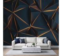 Abstrait Moderne Papier Peint Panoramique 450L x 315H cm, 3D Géométrique Luxe Marbre Rayure Affiche Fresque Murale, Bleu Ardoise Papier Peint 3D Mural pour Salon Chambre d'enfants Salle de Jeu Décor