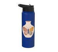 Abstrait Vase Papillon Minimaliste Line Art Stainless Steel Insulated Water Bottle