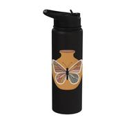 Abstrait Vase Papillon Minimaliste Line Art Stainless Steel Insulated Water Bottle