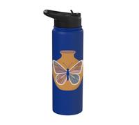 Abstrait Vase Papillon Minimaliste Line Art Stainless Steel Insulated Water Bottle