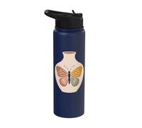 Abstrait Vase Papillon Minimaliste Line Art Stainless Steel Insulated Water Bottle