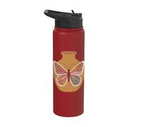 Abstrait Vase Papillon Minimaliste Line Art Stainless Steel Insulated Water Bottle