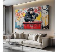 Abstraite Street art graffiti Singe Impressions sur toile 70x100cm Décoration murale pour salon et chambre sans cadre
