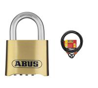 ABUS 180IB/50 Cadenas à combinaison Anse en acier inoxydable & Câble de sécurité Burg-Wächter avec œillets, câble en acier revêtu, sécurité pour meubles de jardin, vélo, moto, 750 500, noir, 5 m