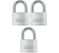 ABUS Cadenas 54TI/40 TITALIUM - Lot de 3, Aluminium, Niveau 3 | Corps en aluminium spécial TITALIUM - Arceau en acier trempé - Double verrouillage - 40 mm, ~70 g - Idéal casiers, caves