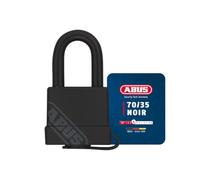 ABUS Cadenas laiton 70/35 - Résistant aux intempéries - corps de serrure en laiton - enrobage plastique résistant aux chocs - niveau de sécurité ABUS 4 - noir