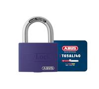 ABUS Cadenas à Clé T65AL/40 myLOCK - Aluminium, Inscriptible, Violet | Corps aluminium massif, anse acier trempé Nano Protect, double verrouillage - Niveau sécurité 5 - Poids 98 g, larg. 43 mm