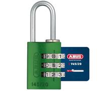 ABUS Cadenas à Combinaison 145/20 Vert - Aluminium, Code 3 Chiffres | Corps aluminium anodisé, code 3 chiffres personnalisable, anse à ressort - pour valises, casiers, coffrets - niveau de