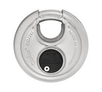 ABUS Cadenas Diskus 20/70 - Acier Inoxydable, Niveau de Sécurité 9 | Niveau de sécurité 4, revêtement Nano Protect anti-rouille - Cylindre à goupilles - 35 mm, usage intérieur et extérieur