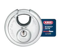 ABUS Cadenas Diskus 23/70 - Acier Inoxydable, Niveau de Sécurité 8 | Corps en acier inoxydable anti-rouille - Anse à faible ouverture anti-effraction - Idéal pour jardin, cave, camion