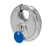 ABUS Cadenas Diskus 24IB/60 en Acier Inoxydable - Niveau 7, Argent/Bleu | Cadenas à clé pour valises, sacs et coffrets - Revêtement Nano Protect - 25 x 42 mm, 63 g