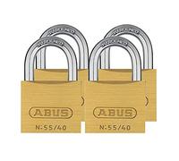 ABUS Cadenas en Laiton 55/40 Quad Set 4 pièces 33694 | Corps en laiton massif, composants internes non corrosifs, cylindre de précision - Idéal pour une utilisation en extérieur et