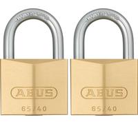 ABUS Cadenas en laiton 65/40 - Jeu de 2 cadenas à fermeture identique - cadenas de cave, de casier, etc. - corps de serrure en laiton - anse en acier trempé - niveau de sécurité ABUS 5
