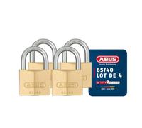 ABUS Cadenas en Laiton 65/40 - Lot de 4, Fermeture Identique, Niveau 5 | Corps massif en laiton, anse en acier trempé NANO PROTECT - 40 mm, usage intérieur et extérieur