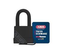 ABUS Cadenas laiton 70/35 - Résistant aux intempéries - corps de serrure en laiton - enrobage plastique résistant aux chocs - niveau de sécurité ABUS 4 - noir