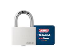 ABUS Cadenas T65AL/40 myLOCK - Inscriptible, Aluminium, Blanc | Protection circulaire 360°, résistant rouille et intempéries - idéal zones maritimes - 51x50x25,5 mm, anse 6,5 mm