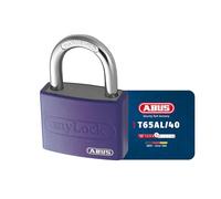 ABUS Cadenas T65AL/40 myLOCK - Inscriptible, Corps en Aluminium, Violet | Anse en acier trempé Nano Protect, double verrouillage - niveau de sécurité ABUS 5 - 43x62 mm, 98 g