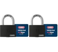 ABUS Cadenas T65AL/40 myLOCK - inscriptible individuellement - cadenas à broche - corps de serrure en aluminium massif - niveau de sécurité 5 - noir (Lot de 2)