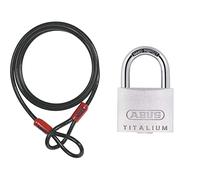 Abus Cobra Câble 2 boucles Noir 500 cm & H19 56198 Cadenas xtérieur Titalium 64TI/45
