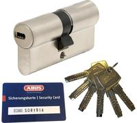 ABUS EC660 Double cylindre longueur (a/b) 45/60mm (c=105mm) avec carte de sécurité et 6 clés, fonction d'urgence et de danger et SKG** protection contre le perçage