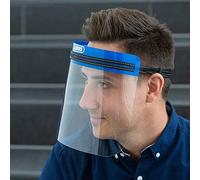 ABUS Face Guard 82607 Lot de 10 protections faciales avec large visière en verre acrylique - Certifié EN 166 - Lavable - Convient pour porteurs de lunettes - Bleu, taille unique