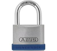 ABUS Silver Rock Cadenas 5/40 en Zinc Massif avec Cadre de Protection en Silicone, Serrure de Cave et Bien Plus Encore - ABUS Security Level 5 - Bleu/Argent