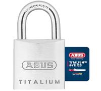 ABUS Titalium 64TI/25 - Serrure à Arceau en Aluminium Spécial - Anse en Acier Trempé - Serrure à Haute Performance - Niveau de Sécurité ABUS 4 - Argenté