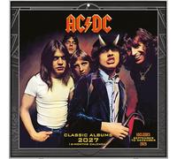 AC/DC 2027: Wandkalender 30x30 cm (aufgeklappt 30x60 cm) mit Notizkalendarium und 12 ikonischen Rock-Motiven
