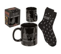 AC/DC Coffret Cadeau Fan Back in Black Mug Noir 300 ml Chaussettes 41-45