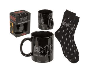 AC/DC Coffret Cadeau Fan Back in Black Mug Noir 300 ml Chaussettes 41-45