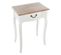 Atmosphera - Table de chevet Baroque Chrysa blanche et bois L 47 x H 66 cm, 1 tiroir