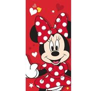 AC-Déco Disney - Serviette De Plage en Coton Minnie : Coeurs- Rouge - 70 X 140 Cm