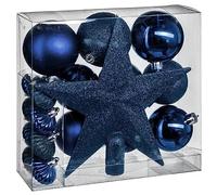 AC-Déco Kit 18 décorations de Sapin - Boule et cimier - Bleu Nuit