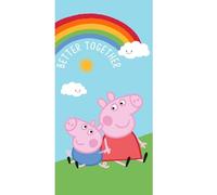 AC-Déco - Peppa Pig - Serviette De Plage en Coton Arc-en-Ciel- Multicolore - 70 X 140 Cm