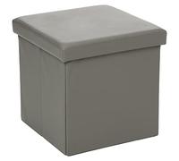 AC-Déco Pouf carré Gris - Coffre de Rangement Pliable