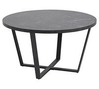AC Design Furniture Albert Table Basse Ronde, Table Canapé Ronde, Table Basse pour Salon, Facile à Assembler, Table avec Aspect Marbre Noir et Structure en Métal, Ø: 77 x H: 44 cm, 1 pc