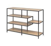 AC Design Furniture Jörn Bibliothèque avec 4 étagères et détail asymétrique, H: 78 x l: 114 x P: 35 cm, Aspect Chêne Sauvage/Noir, Bois/Métal, 1 pc