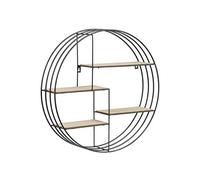 AC Design Furniture Nadine Etagère Murale Ronde en Métal Noir avec 4 Étagères, Petite Décoration Murale, Étagère Suspendue de Style Industriel, H : 45 x L : 45 x P : 10 cm, 1 pce