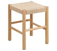 AC Design Furniture Sofie Tabouret en Papier tressé Blanc cassé Armature NC Pin laqué avec Motif tressé 35 x 35 x 45 cm