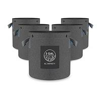 AC Infinity Lot de 5 pots en tissu résistant de 3 litres de ventilation, réutilisables, avec tissu non tissé épais de 500 g et anneaux polyvalents pour cultiver plantes, fruits, légumes