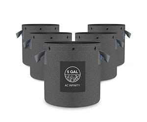 AC Infinity Lot de 5 pots, tissu résistant, sacs de culture réutilisables à aération, 22,7 l, tissu non tissé épais de 500 g, anneaux multi-usages, palissage en douceur des fruits, légumes et fleurs