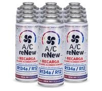 AC RENEW Recharge Climatisation Voiture Remplacement R134a Cartouche Gaz Réfrigérant pour Clim Voiture, Bonbonne 220g Plus Rendiment Naturel et Écologique Facile à Utiliser - Lot de 12