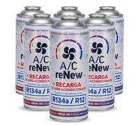 AC RENEW Recharge Climatisation Voiture Remplacement R134a Cartouche Gaz Réfrigérant pour Clim Voiture, Bonbonne 220g Plus Rendiment Naturel et Écologique Facile à Utiliser - Lot de 6